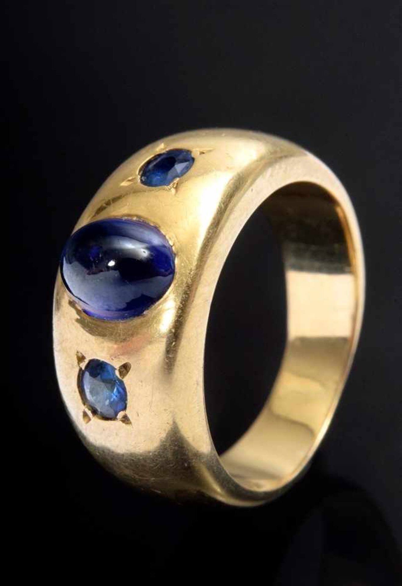 Solid GG 900 band ring with 3 sapphires, 11,6g, size 53