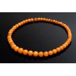 Amber necklace in bead size, 49,3g, Ø 8,6-15mm, L. 63cm, traces of usage<