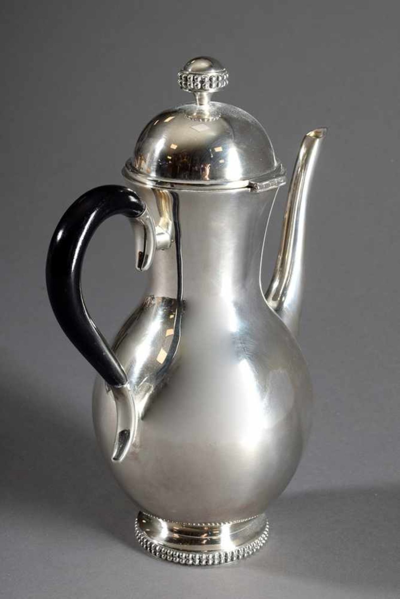 Midcentury mocha pot with double beaded rim, Wilkens, silver 835, 440g, h. 23cm - Image 2 of 4
