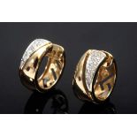 Pair of Classical GG 585 Brillant Creoles (total approx. 0.20ct/SI/W), 5.8g, Ø 1.6cm<