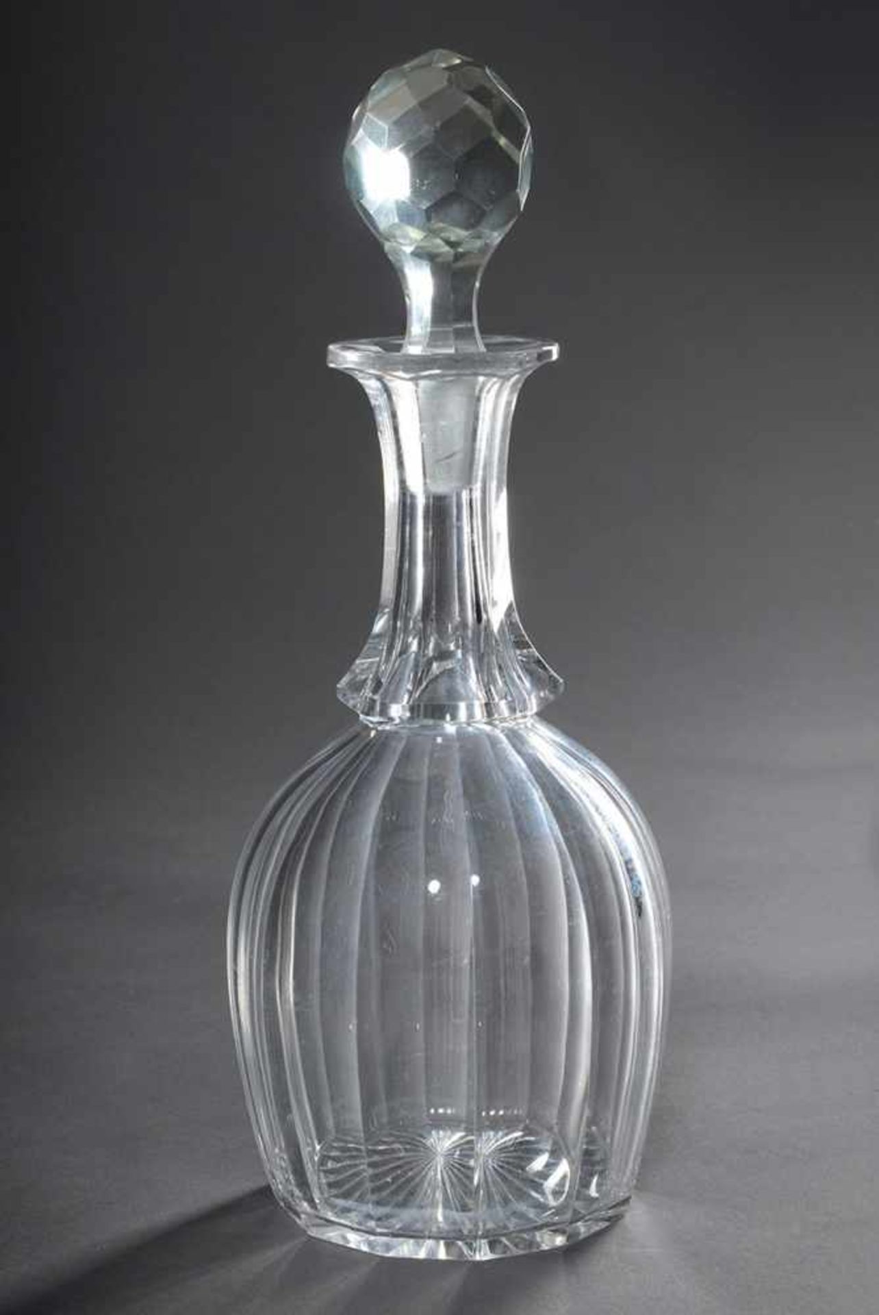 Small plain carafe with surface cut, h. 26,5cm, minimal bump