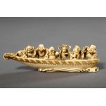 Japanese ivory Okimono "7 lucky gods in barque", around 1900, l. 10cm, small defects