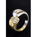 Modern GG/WG 585 heart ring with diamond (approx. 0.22ct/SI/W), 5.5g, size 53
