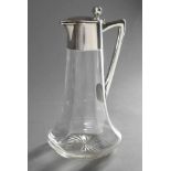 Simple art nouveau jug with silver 800 mount, Wilhelm Binder, h. 26,5cm