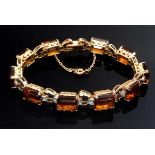 Fine RG 750 link bracelet with citrines (add. 46,8ct) and diamonds set in white gold
