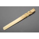 Ivory letter opener with naturalistic handle "Pansy", l. 34,5cm, minimal bump