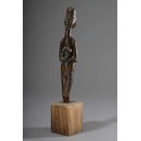 Unknown artist around 1920 "Standing", bronze on wooden base, h. 31/23,5cm