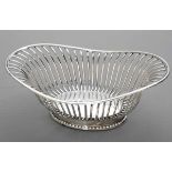 Plain lattice basket, Hansen/Kiel, silver 800, 583g, 10x27x18cm