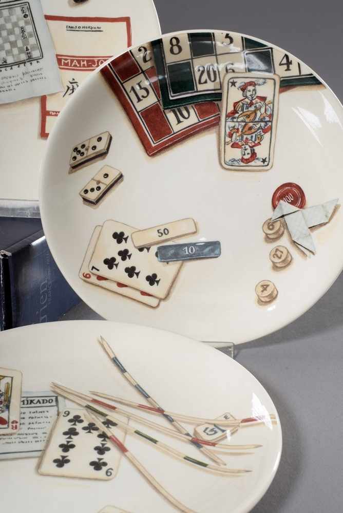 6 Gien plates with different print decorations "Jeux", 20th century, Ø 17cm< - Image 2 of 3