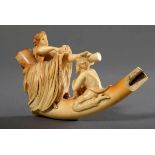 Fragment of meerschaum pipe "Erotic scene", 2nd half 19th century, 8x10cm, very damaged