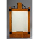 Small fruitwood mirror with ebonized elements, 80x46cm