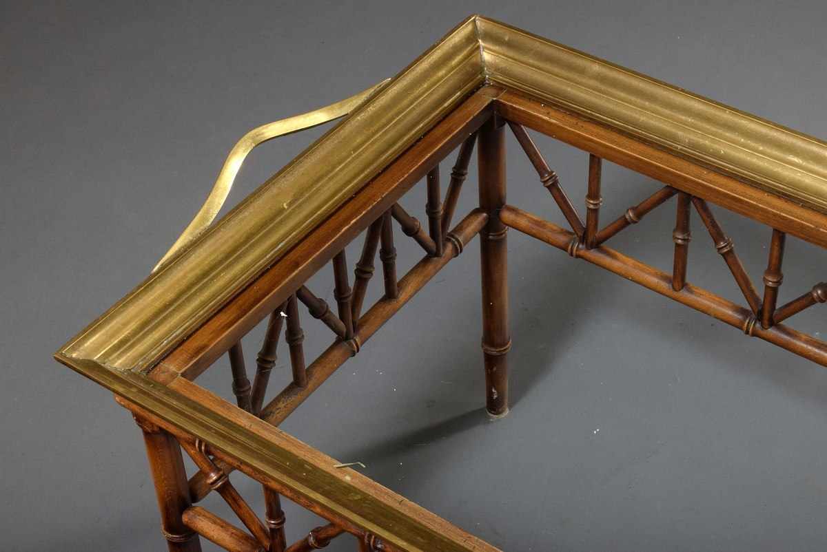 Modern sofa table with bamboo frame and brass glass tray, 49x95x55cm - Image 2 of 4