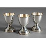 3 Italian eggcups in plain façon, silver 925, 70g, h. 6cm<