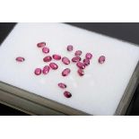 20 rubies in faceted navette cut (total approx. 7.52ct/ 3.6x5-3.75x6mm), medium quality