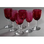 6 Cranberry Rosalin glasses, h. 12,5/13,5cm