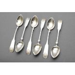 6 Danish mocca spoons with shell decoration, H. Degner, silver 833, 67g, l. 12cm