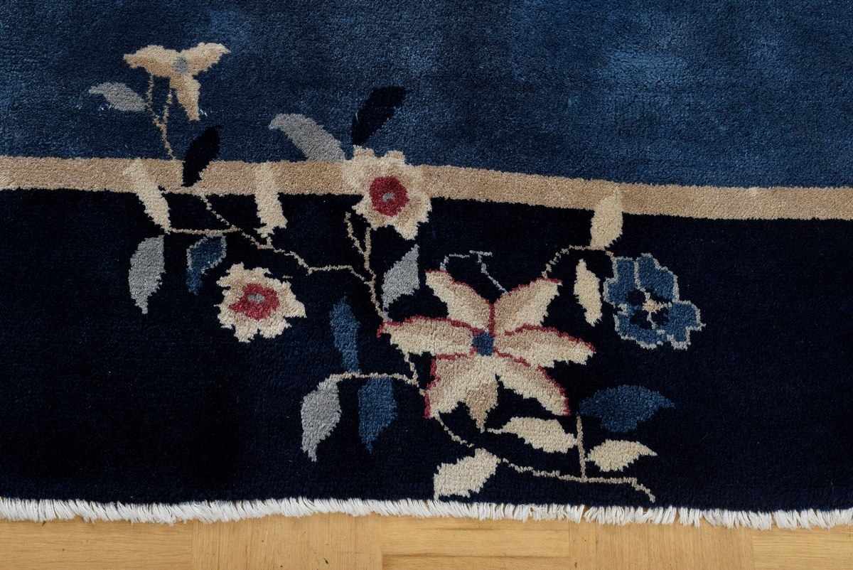 Large Beijing carpet with floral pattern, blue/beige, 277x362cm - Image 3 of 6