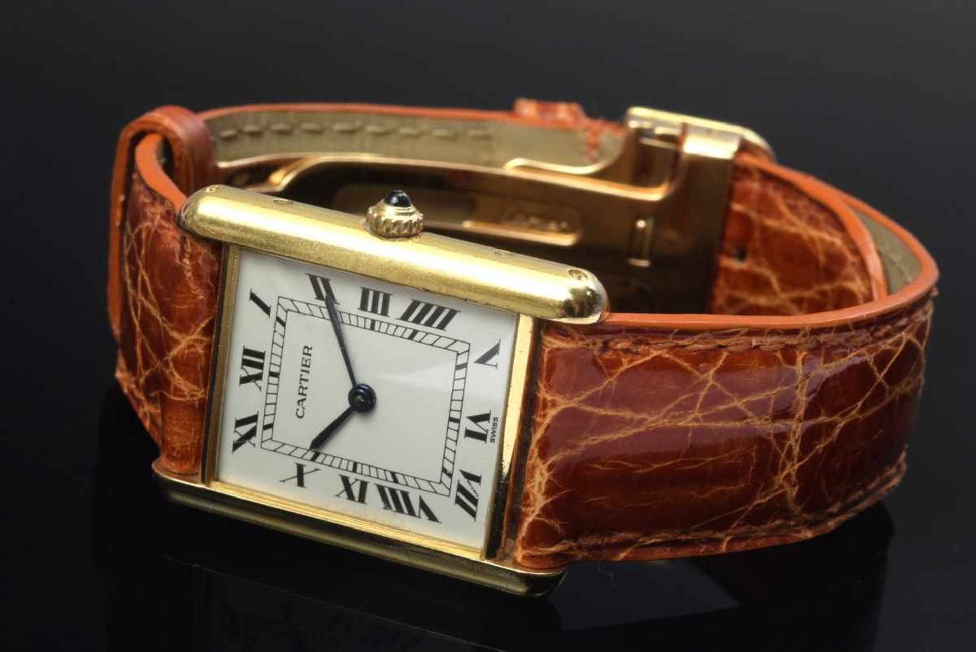 GG 750 Cartier "Tank Louis Cartier "Ladies watch, quartz movement, white dial with roman numerals,