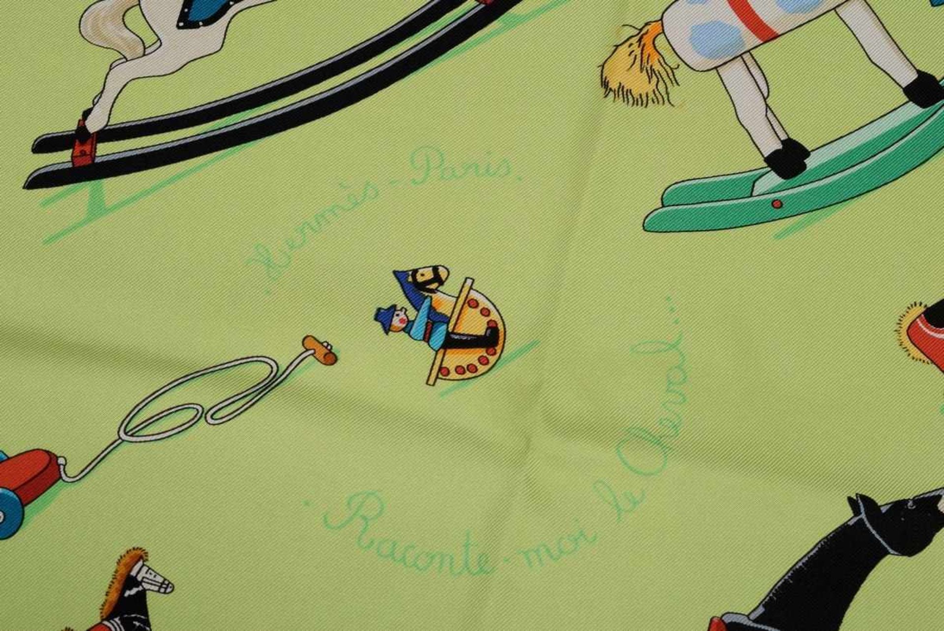 Hermès Carré "Raconte-moi le Cheval", light green/blue, design: Dimitri Rybaltchenko 2000, silk, - Bild 3 aus 6