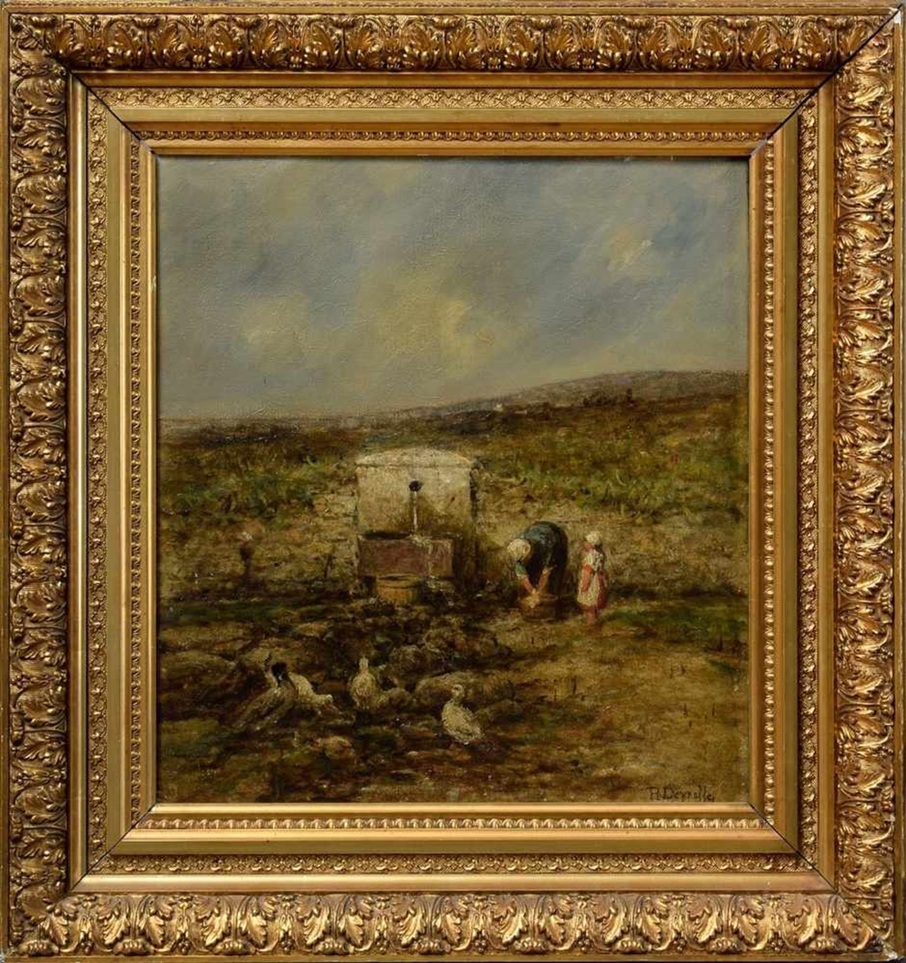 Deyrolle, Theophile Louis (1844-1923) "At the spring of the field", oil/canvas, signed lower - Bild 2 aus 7