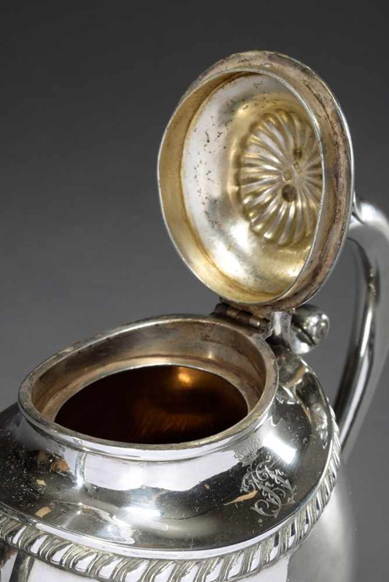 Russian mocha pot with monogram "JJ" under crown, Kokoshnik mark, Astrakhan 1899-1916, MM: I.K.A., - Bild 5 aus 6