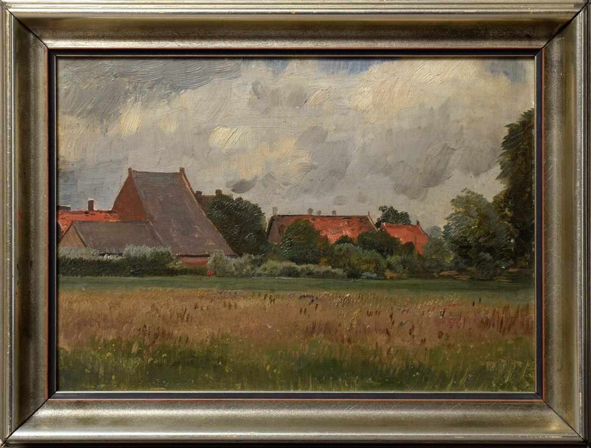 Stadtler, Anton von (1850-1917) "Village view", oil/canvas over cardboard, at the back side old - Bild 2 aus 4