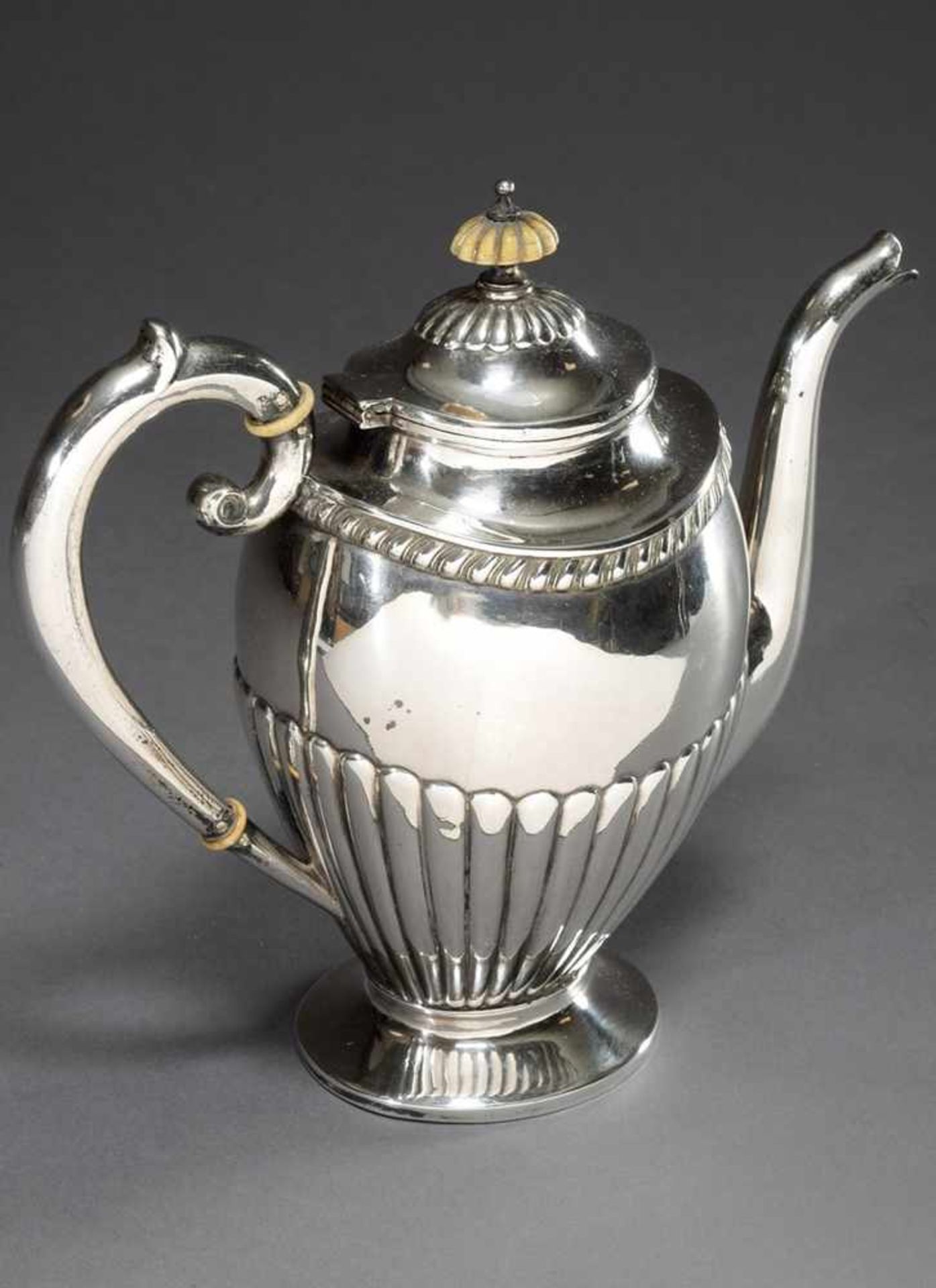 Russian mocha pot with monogram "JJ" under crown, Kokoshnik mark, Astrakhan 1899-1916, MM: I.K.A., - Bild 4 aus 6