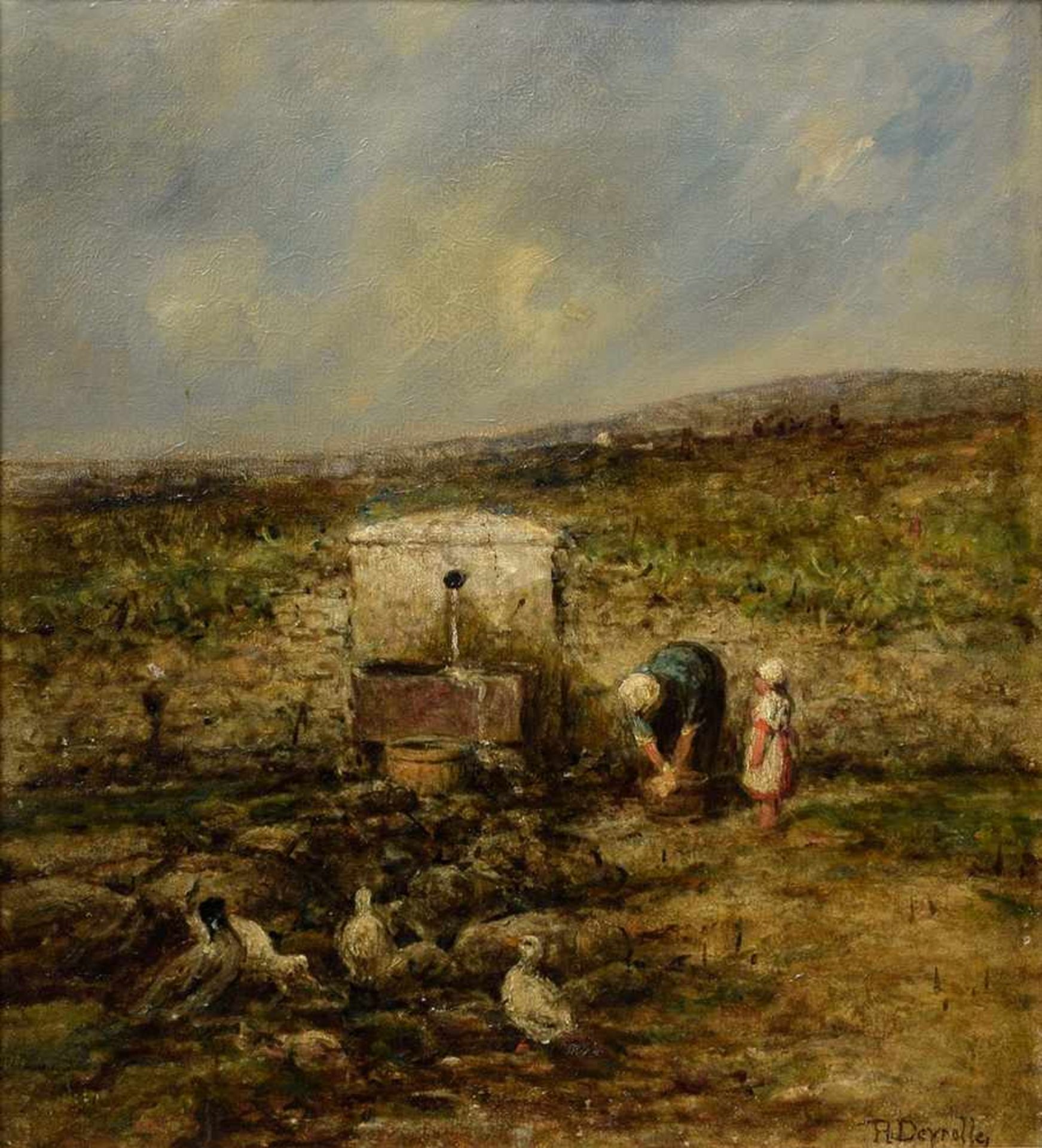 Deyrolle, Theophile Louis (1844-1923) "At the spring of the field", oil/canvas, signed lower