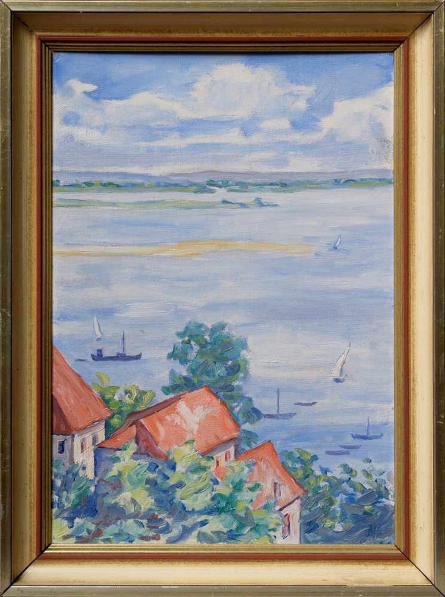 Unknown artist "View of the Elbe in Blankenese", oil/plate, 40x27cm (w.f. 45x34cm)Unbekannter - Image 2 of 3