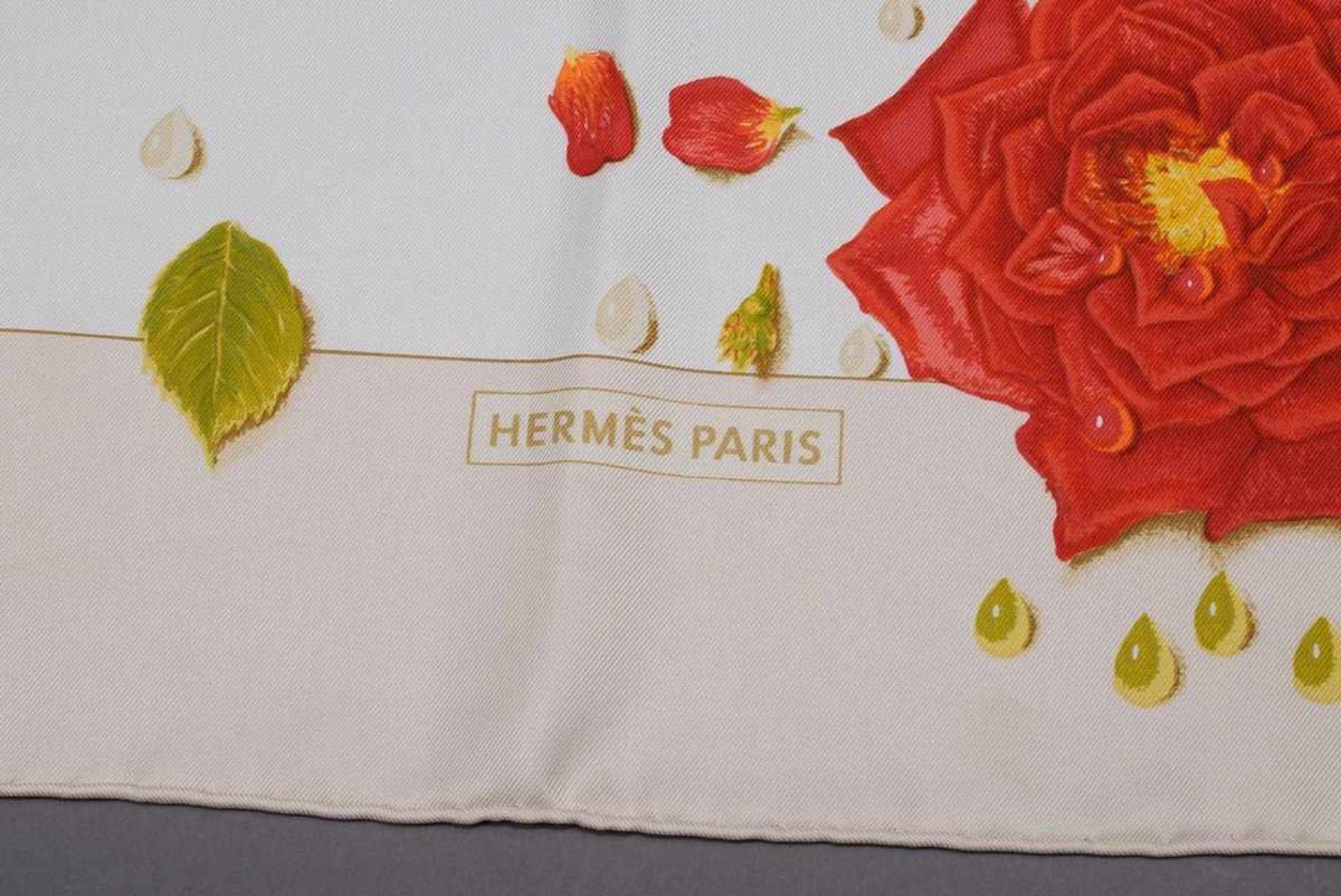 Hermès Carré "La Rosee" orange/white/écru, design: A. Garvani 1960, silk, 90x90cm, small - Bild 3 aus 6