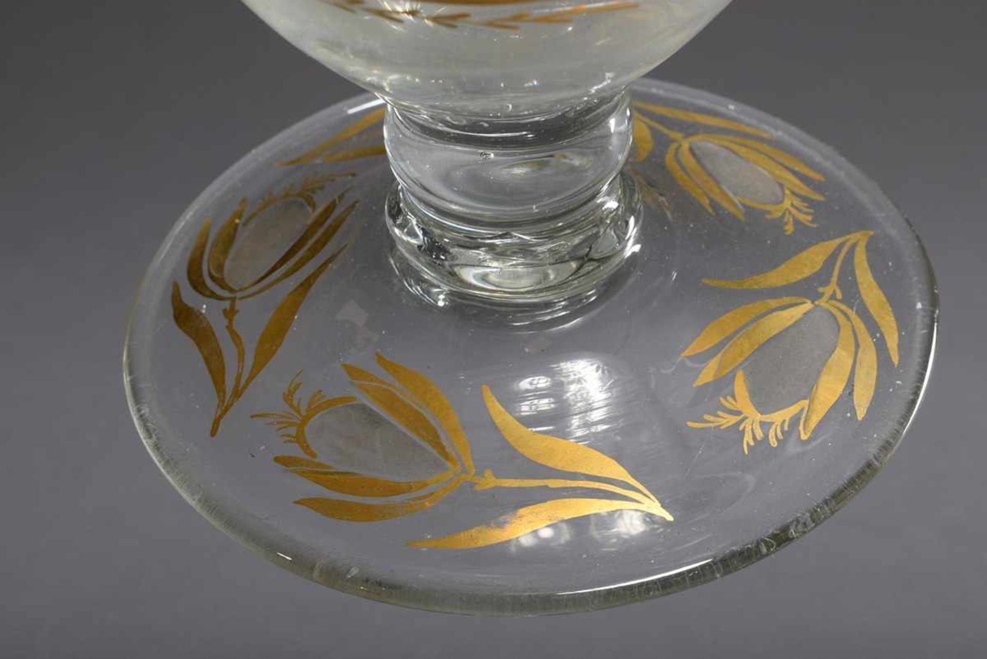 Ottoman beycoz (rosewater sprinkler) or nargile (water pipe), glass with gold painted floral cut, - Bild 4 aus 5
