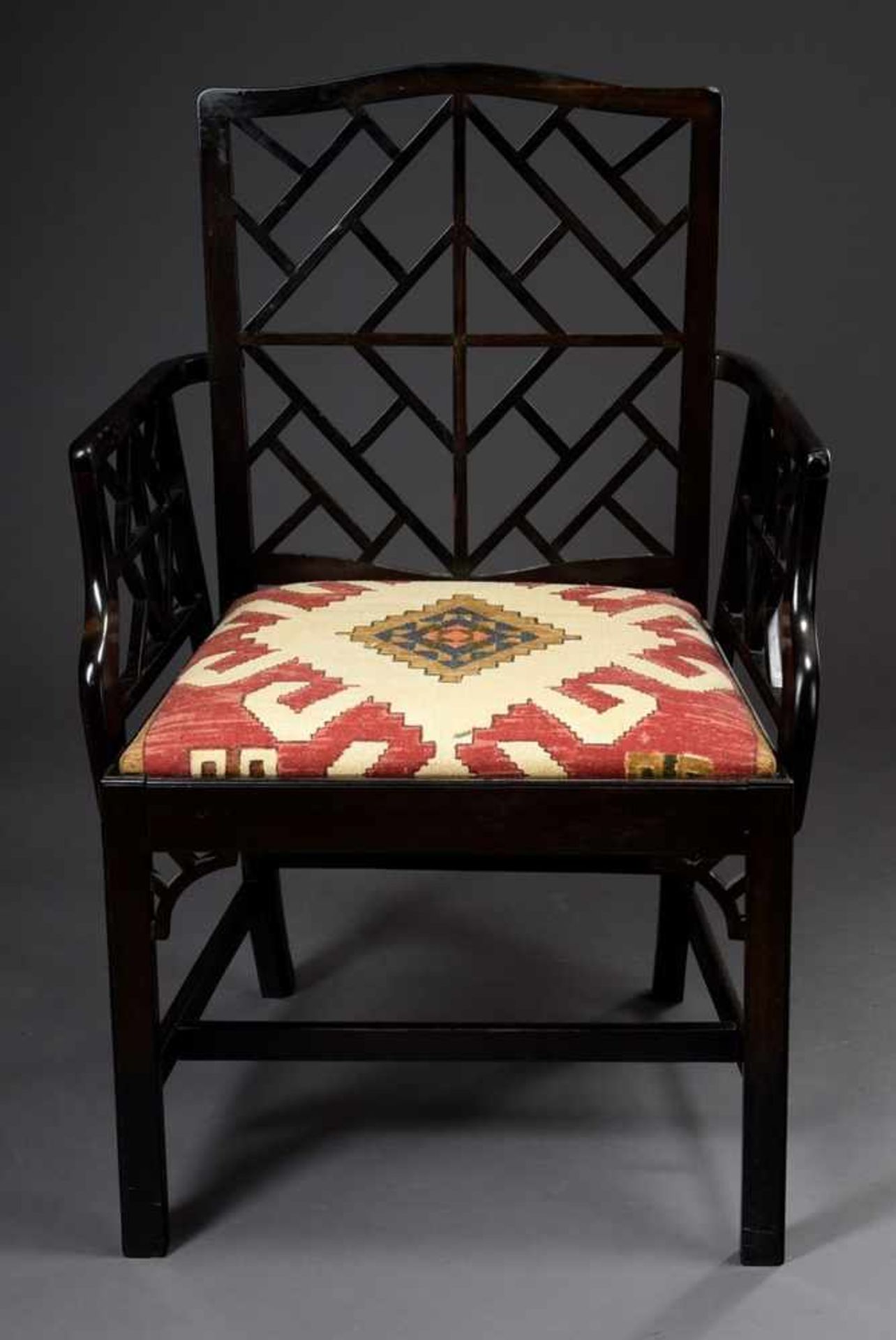 Ebony armchair in Chinese style designed by Thomas Chippendale, George III, England 2nd half 18th - Image 3 of 6