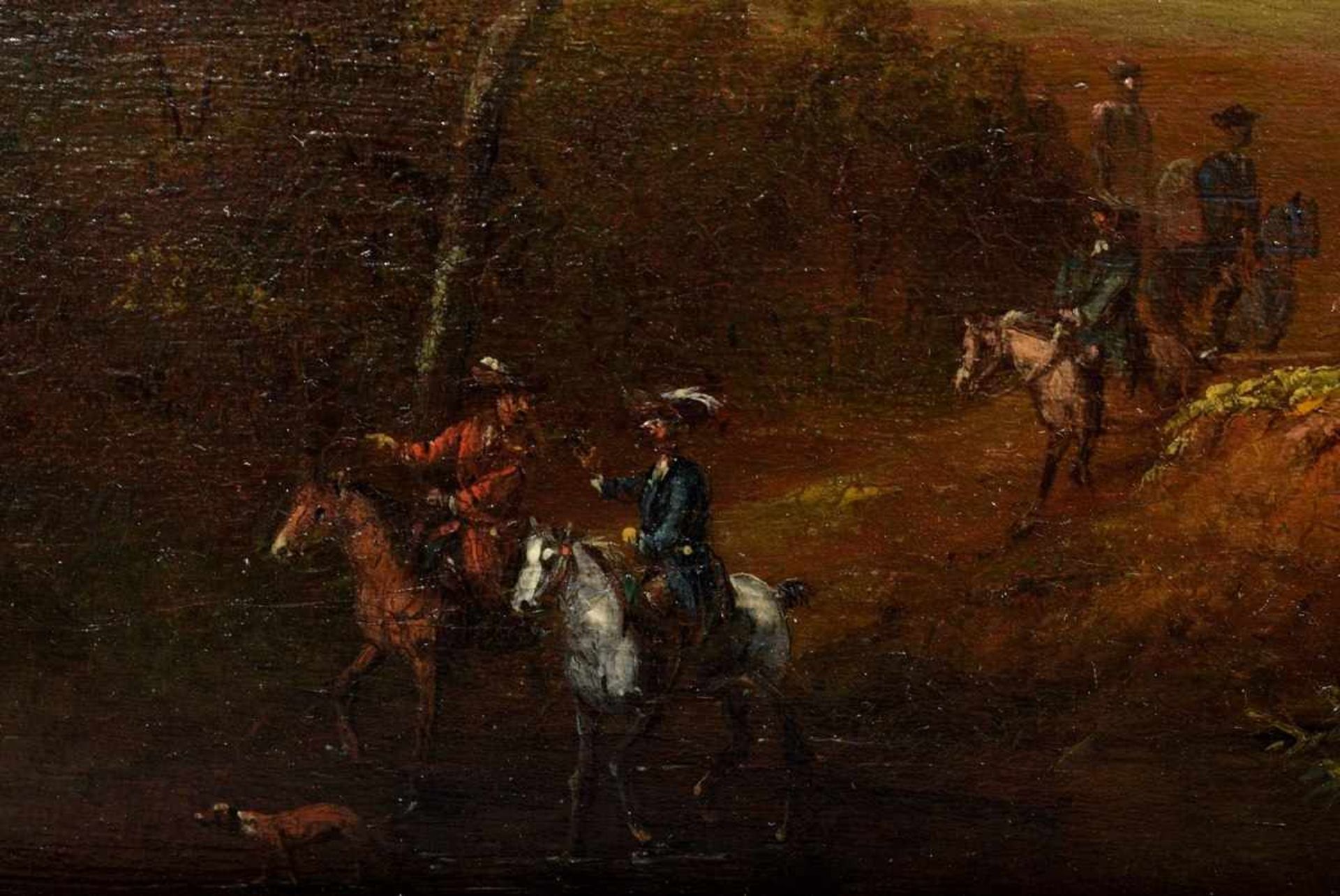 Quatal, Anton (1736-1809) "Landscape with Horsemen", oil/wood, lower left inscr. "Quatal", verso old - Bild 7 aus 7