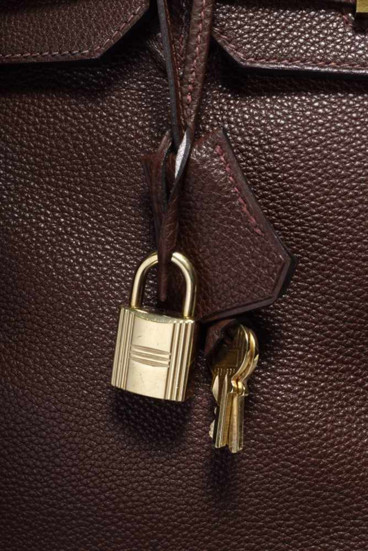 Hermès "Birkin Bag 35" in red-brown calfskin with gold-coloured clasps, lock and 2 keys, stamped - Bild 5 aus 12