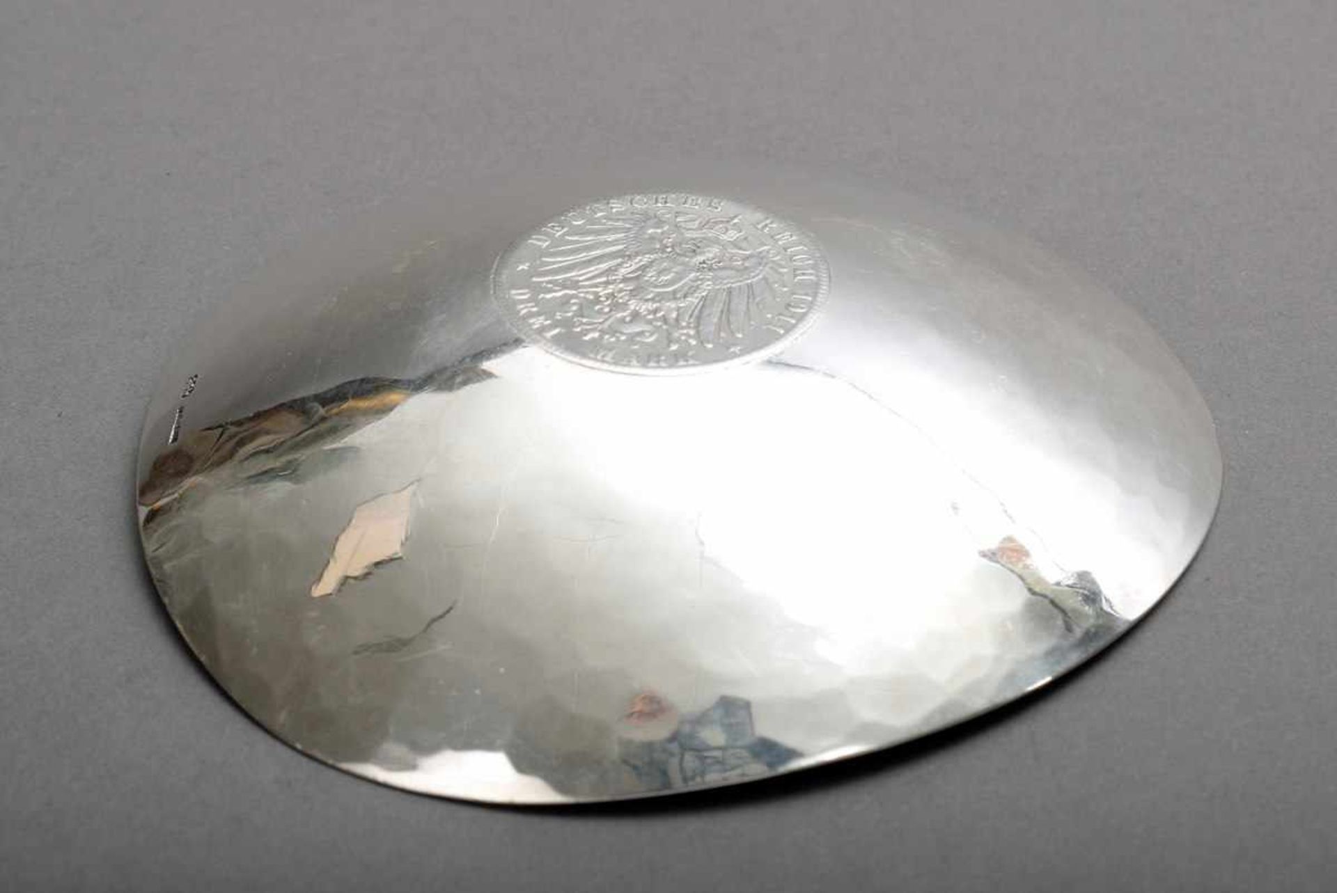 Triangular marbled coin bowl "Deutsches Reich 1911 - Hamburg 3 Mark", silver 835, 78g, 11x11cm, - Bild 3 aus 4