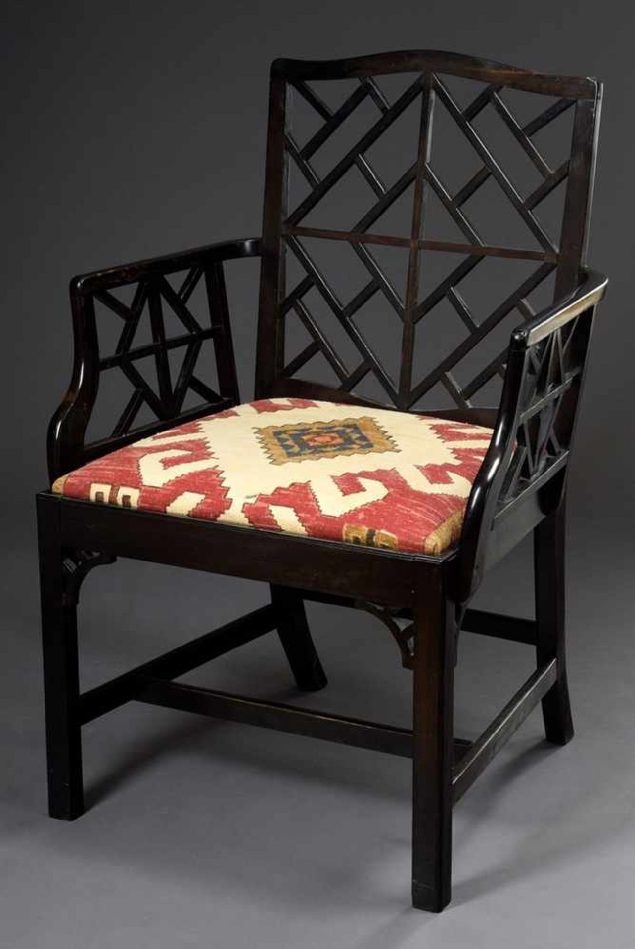 Ebony armchair in Chinese style designed by Thomas Chippendale, George III, England 2nd half 18th