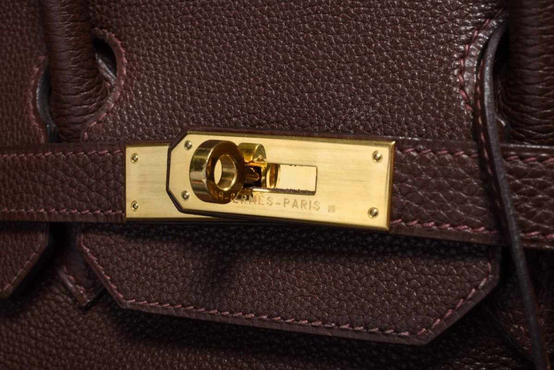 Hermès "Birkin Bag 35" in red-brown calfskin with gold-coloured clasps, lock and 2 keys, stamped - Bild 4 aus 12