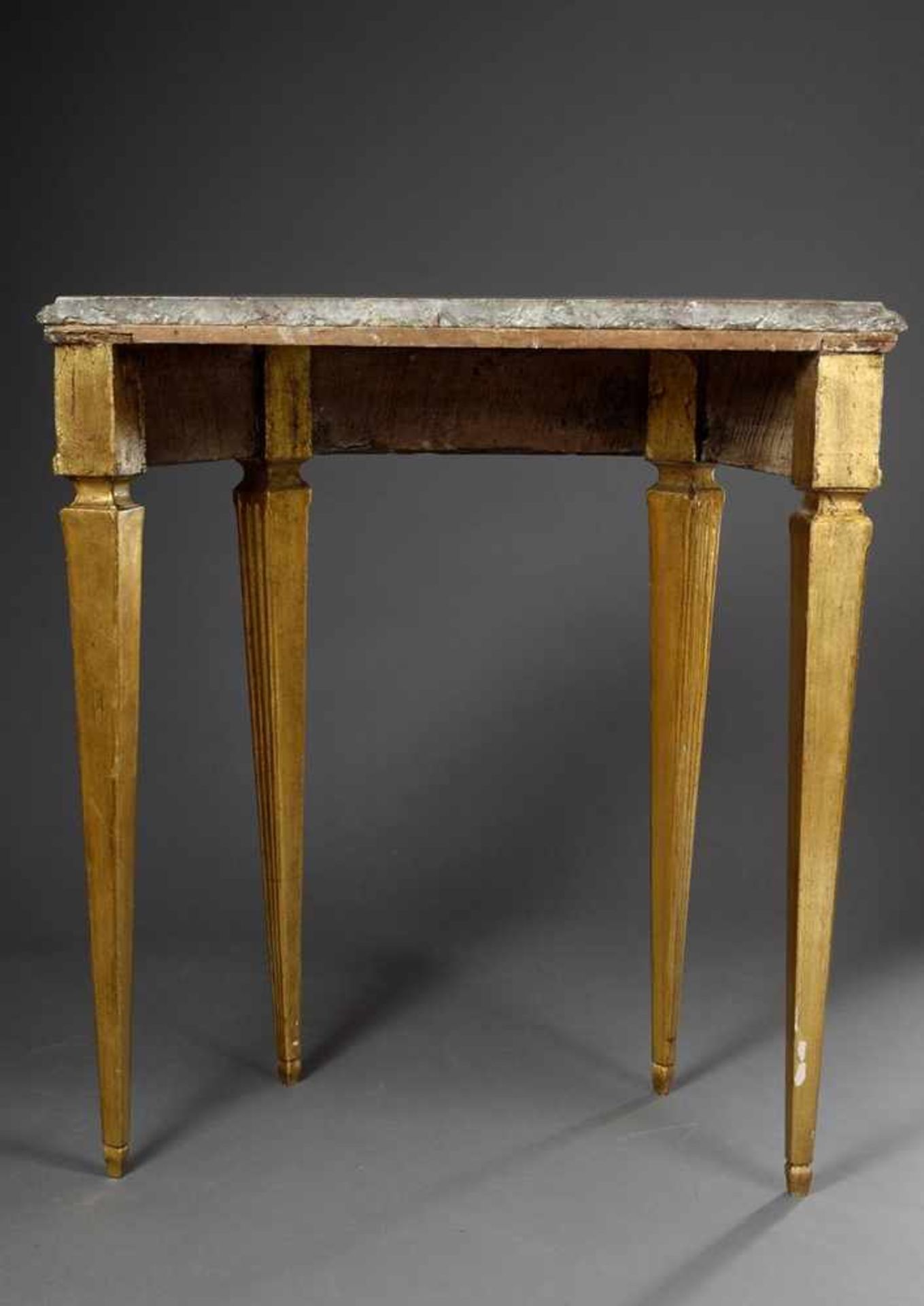 Courtly Louis XVI console on pointed legs with floral and ornamental relief carving "Birds" in the - Image 3 of 6