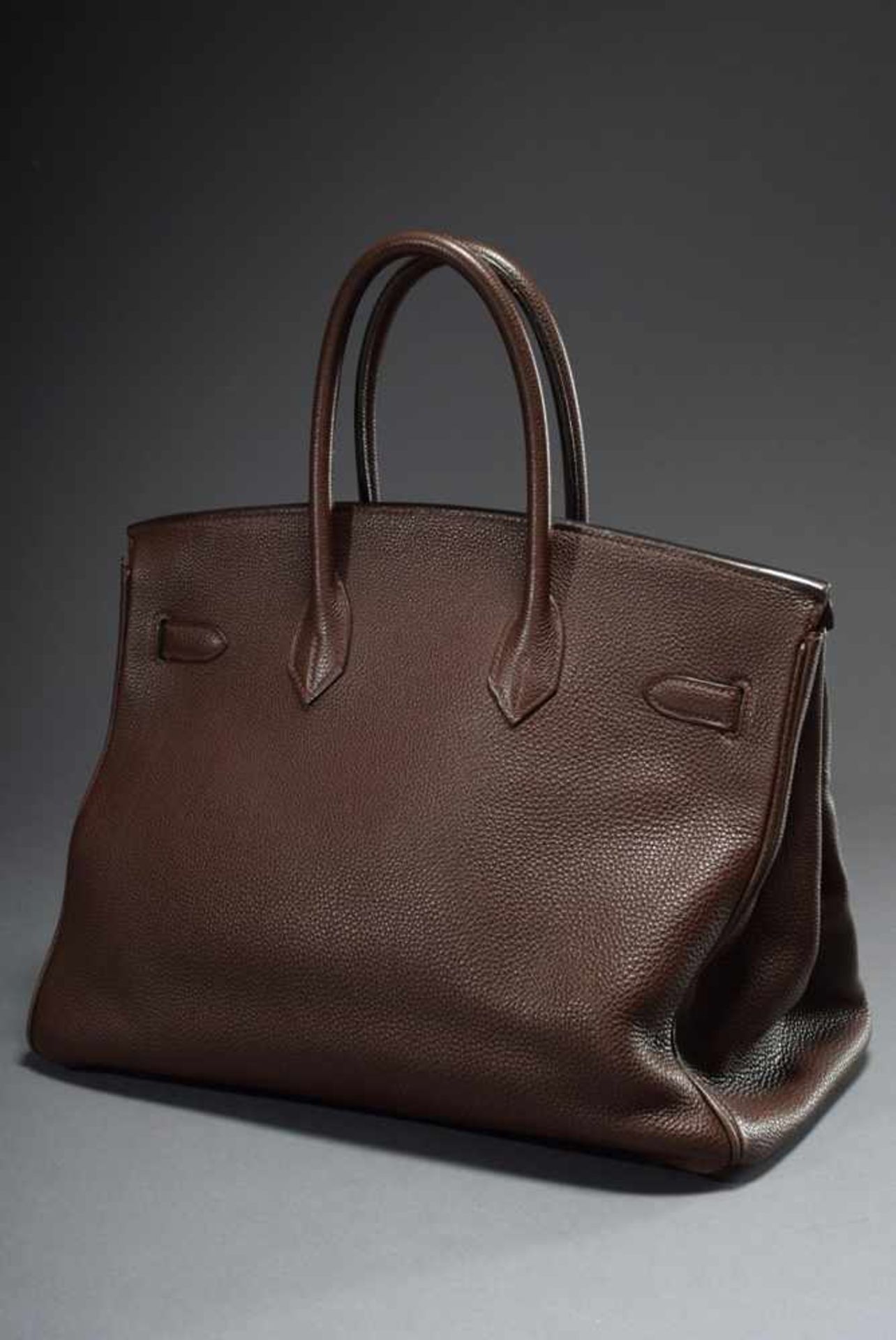 Hermès "Birkin Bag 35" in red-brown calfskin with gold-coloured clasps, lock and 2 keys, stamped - Bild 2 aus 12