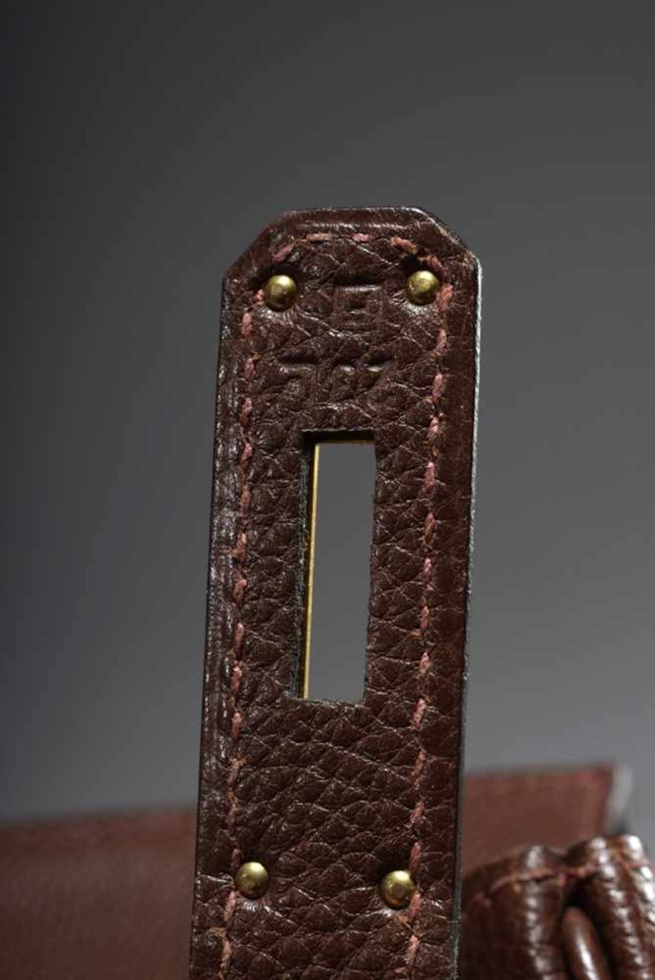 Hermès "Birkin Bag 35" in red-brown calfskin with gold-coloured clasps, lock and 2 keys, stamped - Bild 12 aus 12