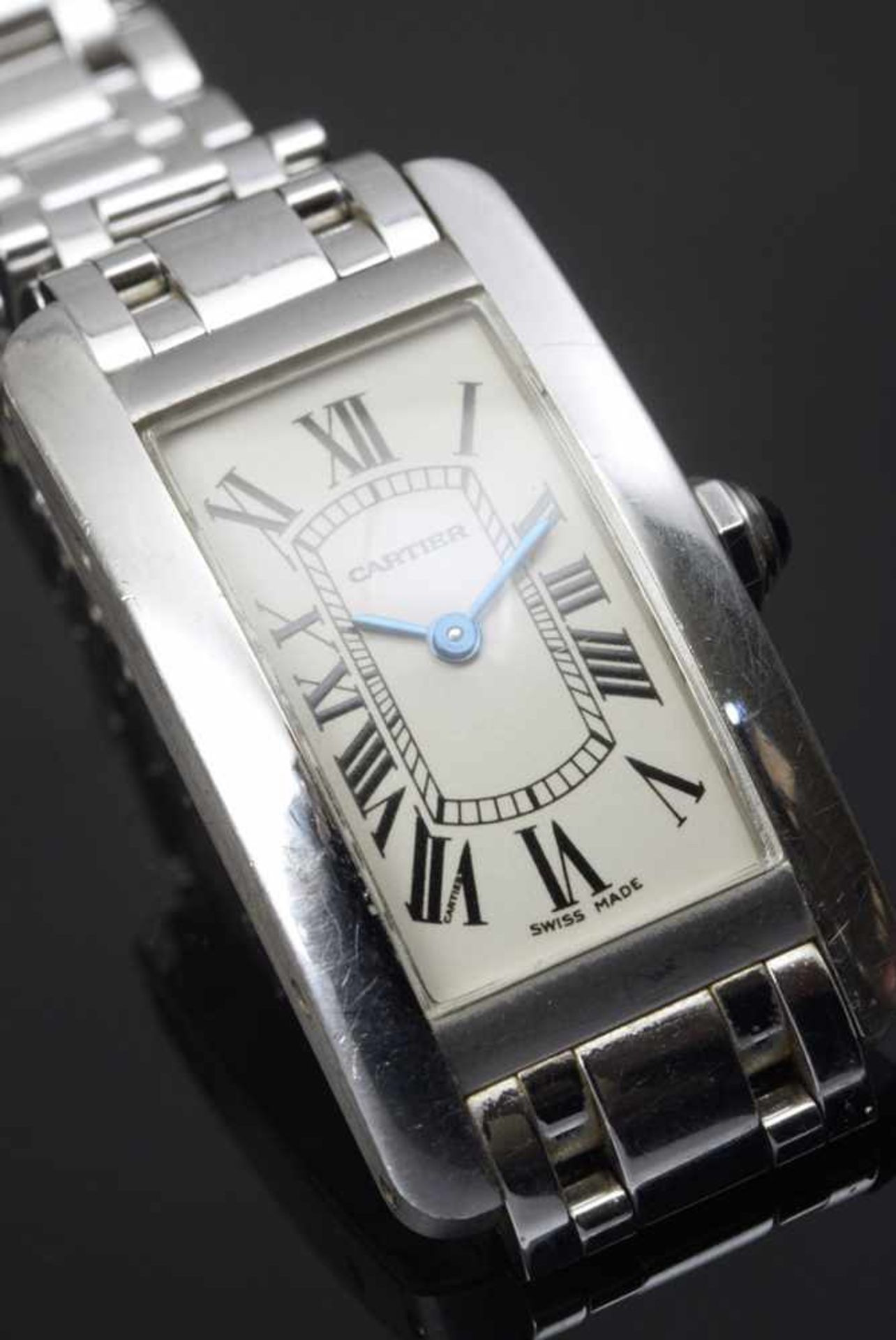 WG 750 Cartier "Tank Américaine Lady" watch, quartz movement, white dial with roman numerals, - Image 4 of 7