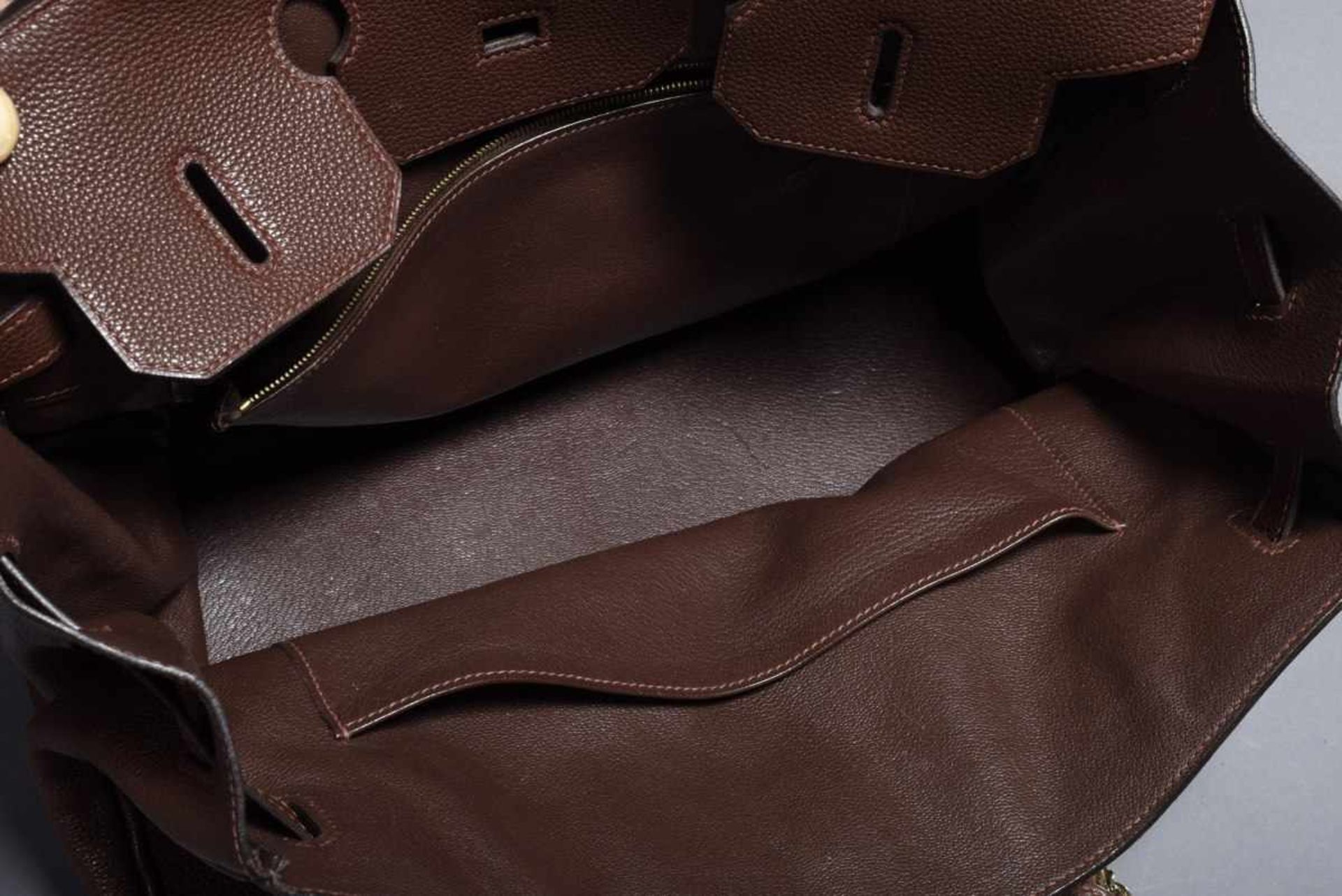 Hermès "Birkin Bag 35" in red-brown calfskin with gold-coloured clasps, lock and 2 keys, stamped - Bild 8 aus 12