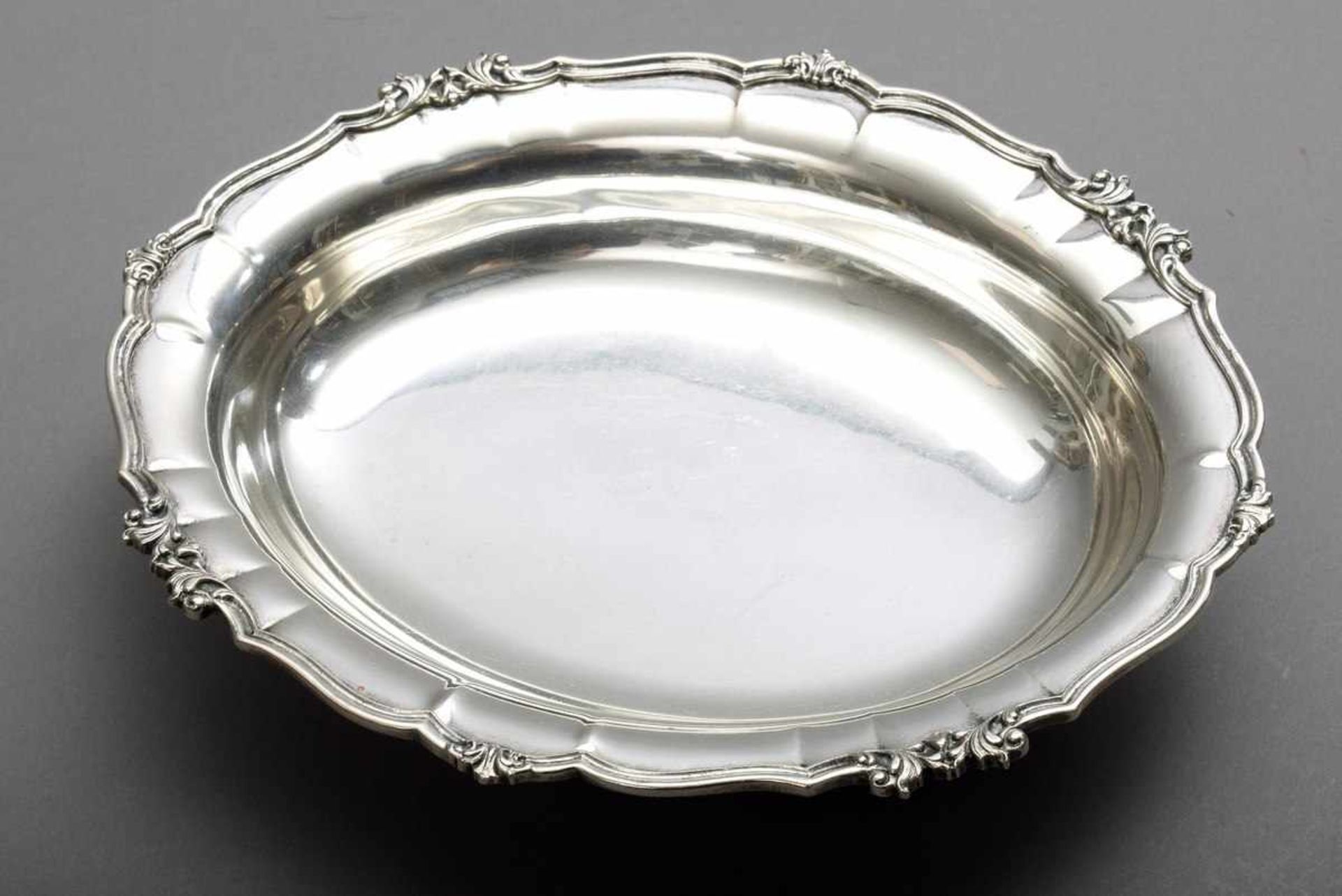 Oval bowl on feet with floral rim, Italy 20th century, silver 800, 423g, 26x22cm, pressure - Bild 2 aus 4