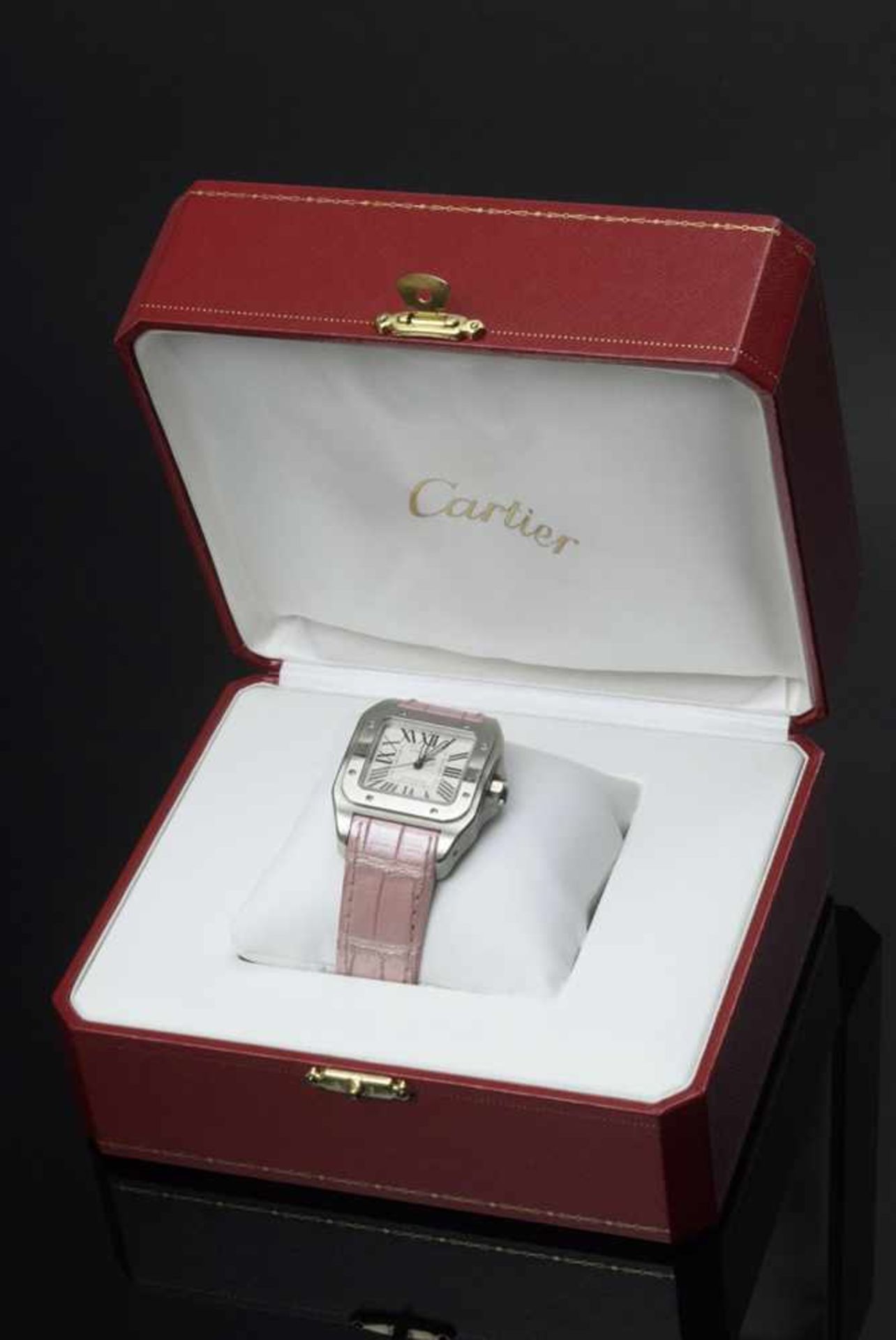 Cartier "Santos 100" watch, stainless steel, automatic movement, silver-coloured dial with Roman - Image 3 of 7