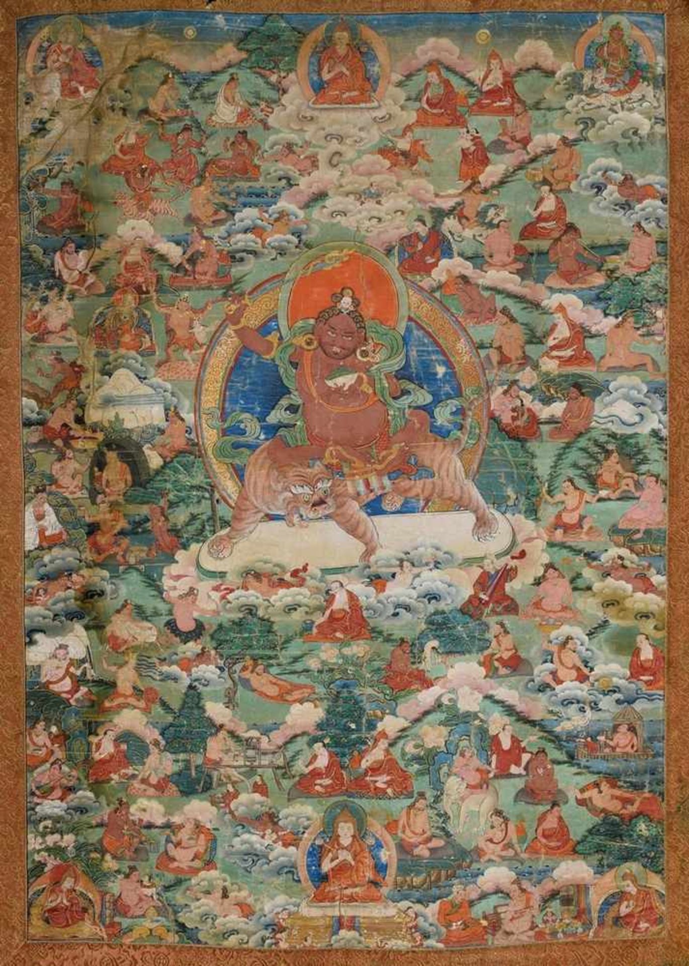 Tibetan thangka on silk "Tsongkhapa in the appearance of the Dombi-Heruka. The mahāsiddha sits on - Bild 2 aus 8