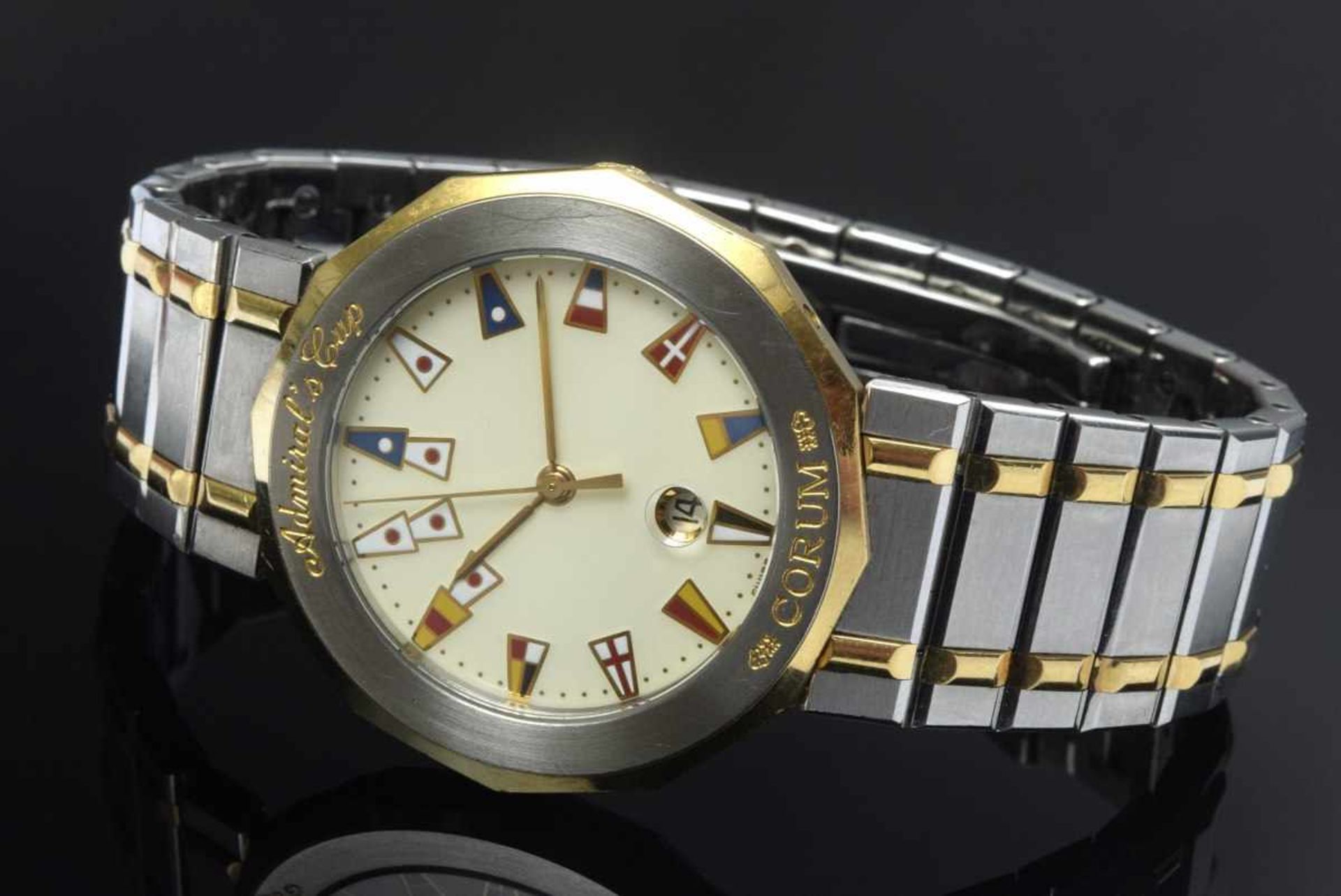 Corum Yacht Line "Admirals Cup" men's wristwatch, stainless steel/gold, quartz movement, central