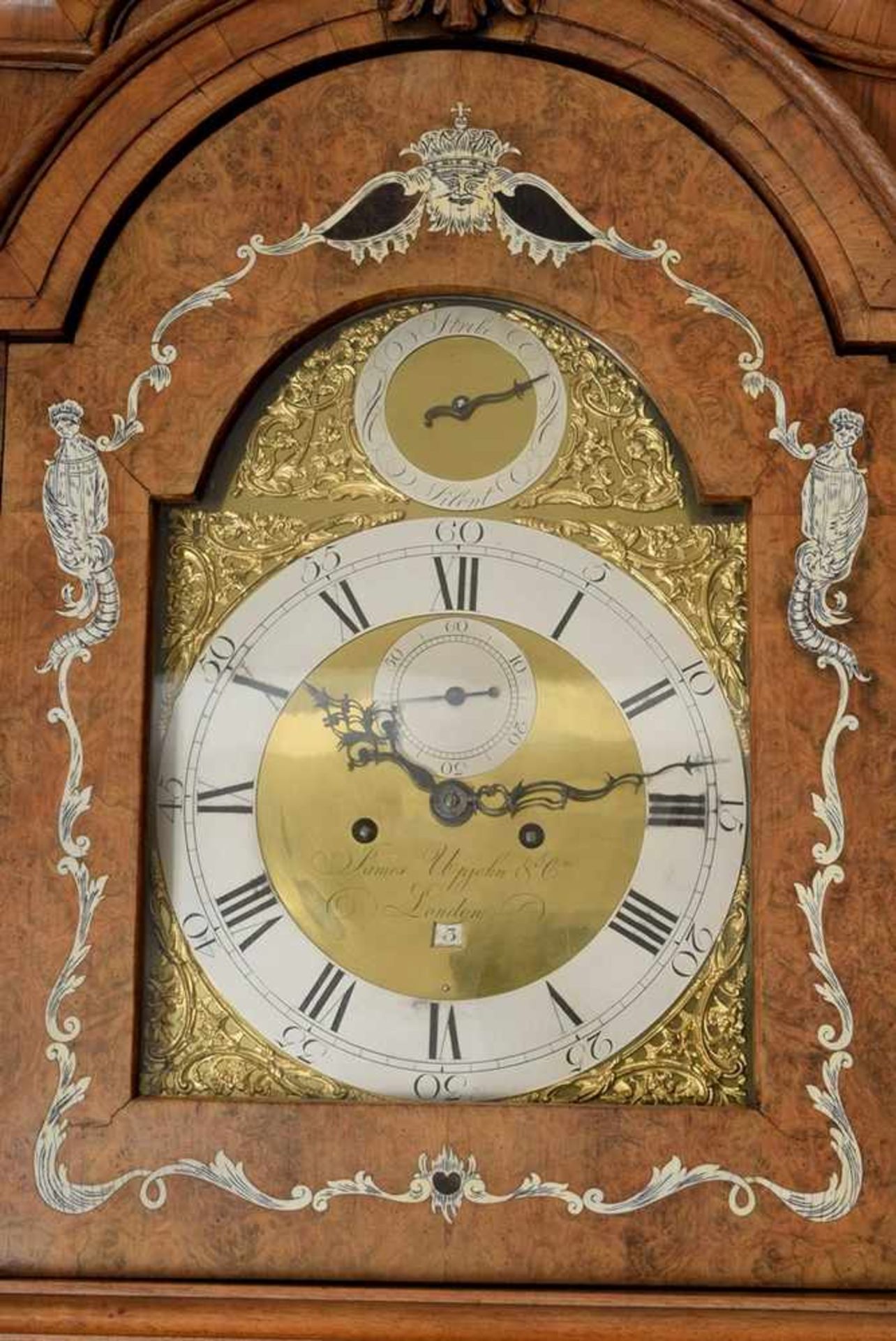 Large rococo grandfather clock with figural ivory inlays and rocaille carvings, walnut veneer, 8-day - Image 2 of 17