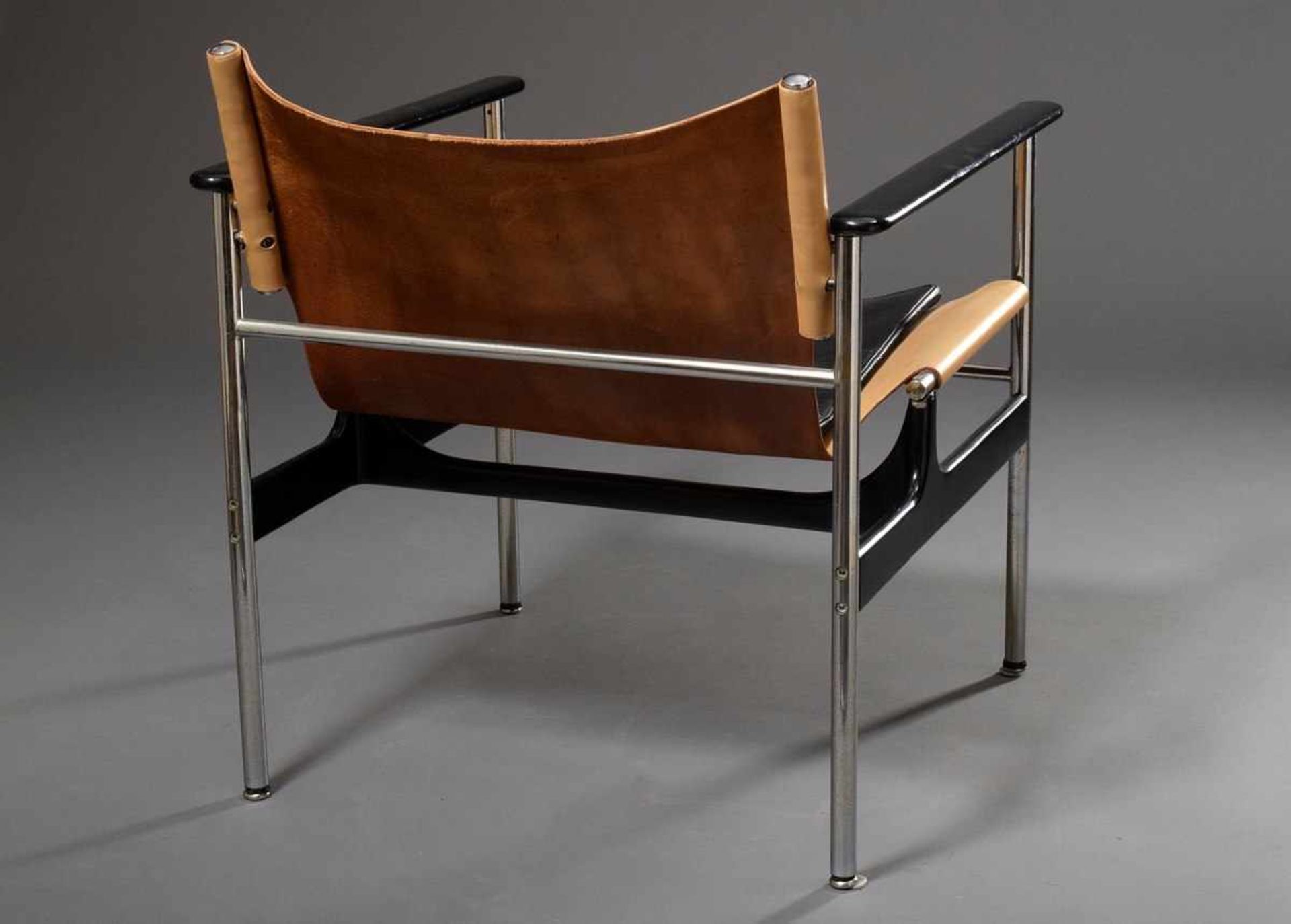 "Sling" Lounge Chair No. 657, designed by Charles Pollock (1930-2013) 1960, tubular steel, leather - Image 3 of 4