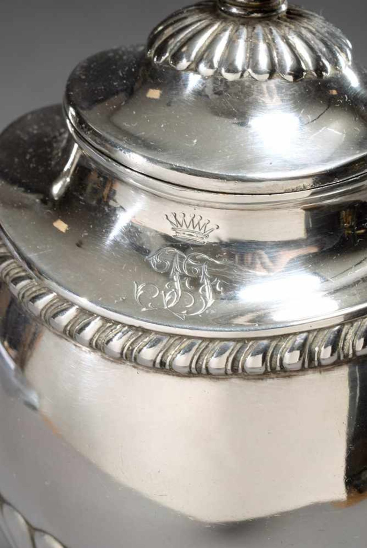 Russian mocha pot with monogram "JJ" under crown, Kokoshnik mark, Astrakhan 1899-1916, MM: I.K.A., - Bild 3 aus 6