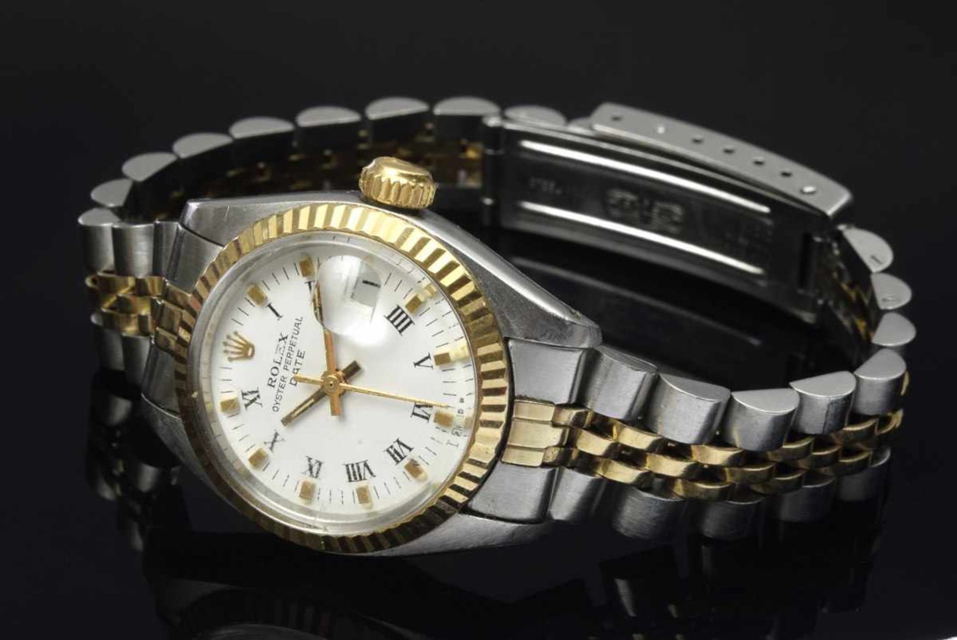 Rolex "Oyster Perpetual Lady Datejust", stainless steel/gold, automatic movement, white dial with